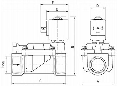 Рис.1. Чертеж соленоидного клапана 21W5ZE350