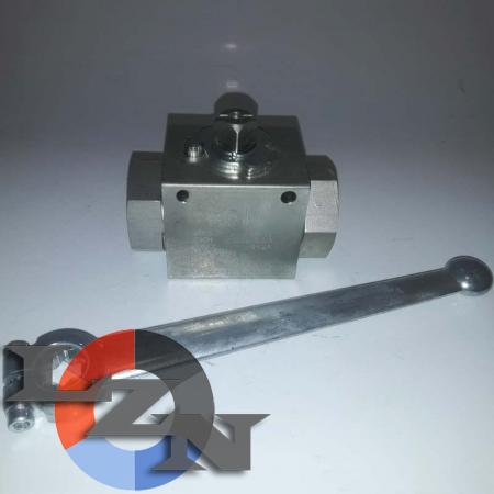 Блочный шаровый кран трехходовой DN20 G3/4 PN400 - фото №1